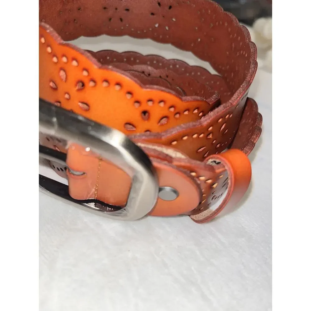 Cute Country Vibe New Genuine Leather Adjustable Handmade Floral W Belt W/kit
